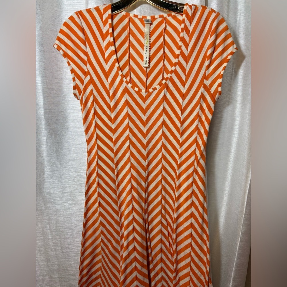 Anthropologie Uncle Frank Orange White Chevron Mini Dress XS - Picture 4 of 5